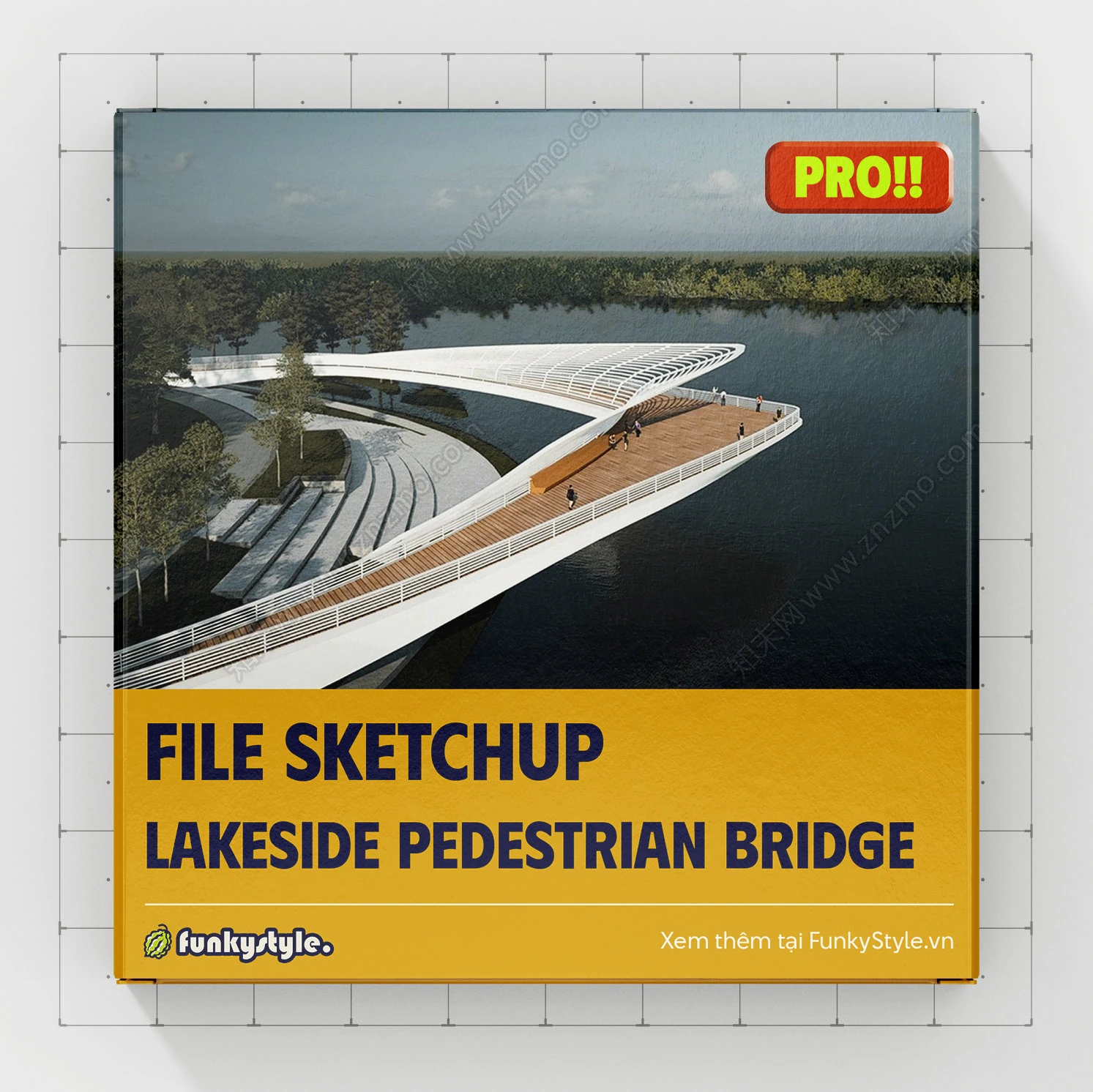 3D SKETCHUP _ Cầu đi bộ ven hồ